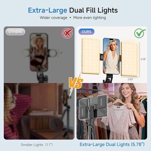 مجموعة تسجيل الفيديو لأجهزة iPhone/Android، حامل ثلاثي القوائم لعصا سيلفي مقاس 67 بوصة مع ضوء تعبئة CRI95 (2900-7000K) وبطارية 2500 مللي أمبير في الساعة، ميكروفون لاسلكي وجهاز تحكم عن بعد، MagSafe لهاتف iPhone 12+، مشبك لنظام Android، TikTok/YouTube Live in Kuwait