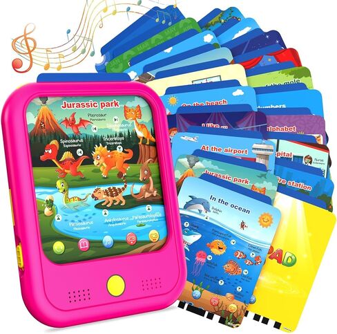 Qiaojoy Kids Learning Tablet Educational Learning Pad for Toddlers 2-5 to Learn Alphabets, Numbers, Foods, Time, Music, Vehicles,Jurassic Park, Tablet Toy for Toddlers Ages 2 3 4 5 6 Years Old in Saudi Arabia