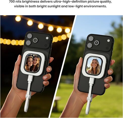 Phone Vlog Selfie Monitor Screen, Exclusive Outdoor AMOLED HD Display, Sunlight Visible, Fully Unlock Your iPhone Rear Camera for Vlogging, Recording, and Live Streaming, Compatible with iPhone in Saudi Arabia