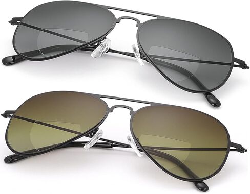 YIMI 2 Pairs Bifocal Reading Sunglasses UV400 Protection Sports Sun Readers Blue Light Blocking Glasses for Men Women in Kuwait