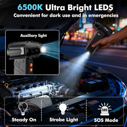 IVJ Compressed Air Duster, 180000RPM Super Power Cordless Electric Air Duster with LED Light Rechargeable 4 Gear Adjustable Mini Air Duster, Dust Blower for Computer, Keyboard, House, Outdoor and Car in Saudi Arabia
