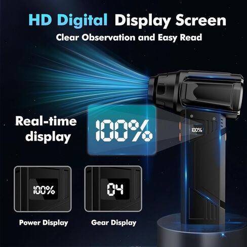 IVJ Compressed Air Duster, 180000RPM Super Power Cordless Electric Air Duster with LED Light Rechargeable 4 Gear Adjustable Mini Air Duster, Dust Blower for Computer, Keyboard, House, Outdoor and Car in Saudi Arabia