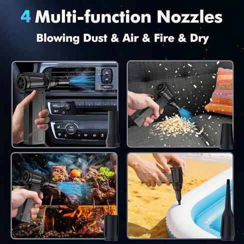 IVJ Compressed Air Duster, 180000RPM Super Power Cordless Electric Air Duster with LED Light Rechargeable 4 Gear Adjustable Mini Air Duster, Dust Blower for Computer, Keyboard, House, Outdoor and Car in Saudi Arabia