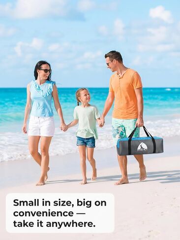 Beach Umbrella with UPF 50+ UV Protection, Portable Beach Tent Canopy with 360° Ventilation, 4 Sandbags, Wind Ropes & Stakes, Storage Pockets for Beach, Travel, Backyard (3) in Saudi Arabia