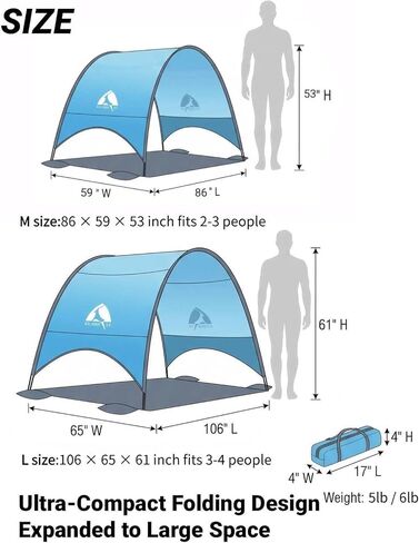 Beach Umbrella with UPF 50+ UV Protection, Portable Beach Tent Canopy with 360° Ventilation, 4 Sandbags, Wind Ropes & Stakes, Storage Pockets for Beach, Travel, Backyard (3) in Saudi Arabia