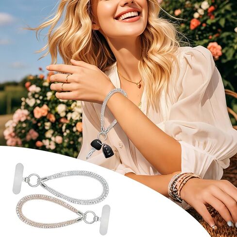 2 Pcs Luxury Diamond Phone Wrist Strap for Camera Cellphone Lanyard Gold Silver Rhinestone Keychain Wristlet for Phone Wristlet Keychain Camera Strap Wrist Straps Key Lanyards Bag Charms for Handbags in Saudi Arabia