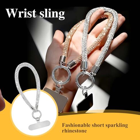 2 Pcs Luxury Diamond Phone Wrist Strap for Camera Cellphone Lanyard Gold Silver Rhinestone Keychain Wristlet for Phone Wristlet Keychain Camera Strap Wrist Straps Key Lanyards Bag Charms for Handbags in Saudi Arabia