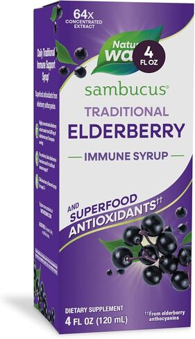 Nature's Way Sambucus شراب التوت الأسود الأصلي، دعم المناعة التقليدي*، بنكهة التوت، 8 أونصة سائلة. أوز. in Kuwait