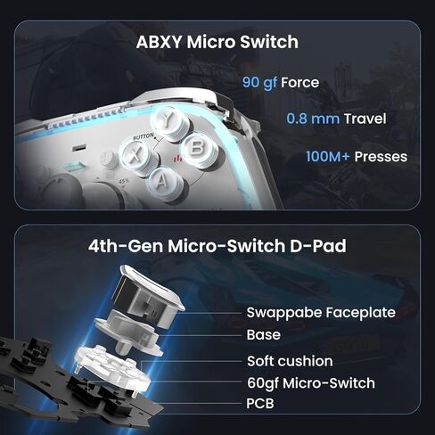 New ZD Ultimate Legend Wireless Controller, Default Equipped With GinFull TMR Joysticks, Hall Effect Triggers, Up to 8k Polling Rate, <1ms Ultra-Low Latency, Modular Design, RGB Light Bar, Compatible with PC/NS/NS2/Android/iOS in Saudi Arabia
