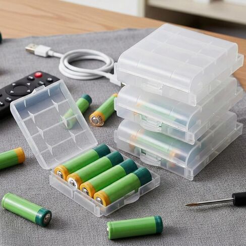 Skrfren 4 pcs AA/AAA Battery Organizer Storage Case, Clear Battery Holder Case Small Batteries Organizer for Drawer in Saudi Arabia