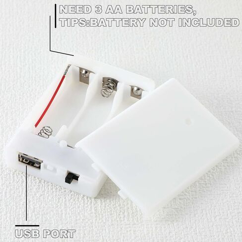 Copkim 6 Pcs 3 AA USB Battery Pack for LED Lights White Portable Battery Box Holder with Switch for 5V Plug-in LED Light, Fairy String & Curtain Lights, Indoor & Outdoor Decorations in Saudi Arabia