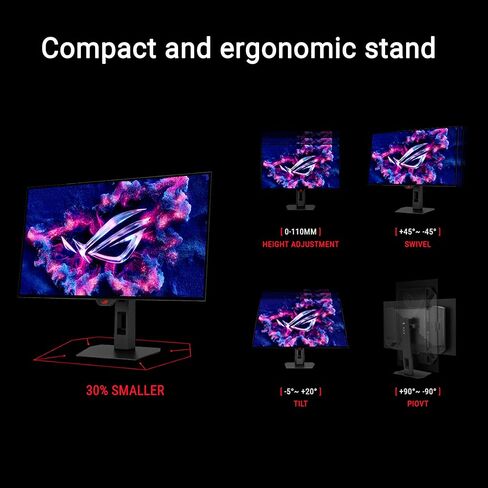 ASUS ROG Strix OLED 27" 1440P Gaming Monitor (XG27AQWMG) ― QHD, TrueBlack Glossy Tandem OLED, 280Hz, 0.03ms, Neo Proximity Sensor, DisplayHDR True Black 500, 99% DCI-P3, DisplayWidget, 3yr Warranty in Saudi Arabia