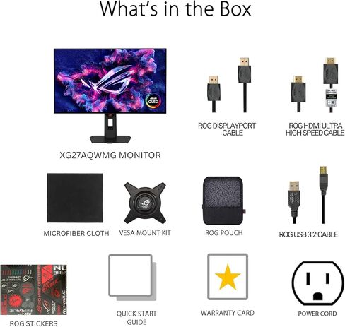 ASUS ROG Strix OLED 27" 1440P Gaming Monitor (XG27AQWMG) ― QHD, TrueBlack Glossy Tandem OLED, 280Hz, 0.03ms, Neo Proximity Sensor, DisplayHDR True Black 500, 99% DCI-P3, DisplayWidget, 3yr Warranty in Saudi Arabia