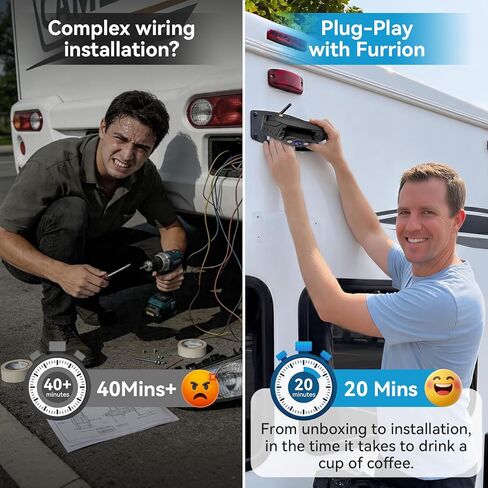 كاميرا احتياطية HD 1080P RV لاسلكية: شاشة كبيرة مقاس 8 بوصات رؤية ليلية واضحة تلقائيًا للمركبات الترفيهية والمقطورات والمعسكرات - كاميرا الرؤية الخلفية سهلة التركيب والتشغيل لمدة 20 دقيقة سلكية مسبقًا لنظام Furrion in Kuwait