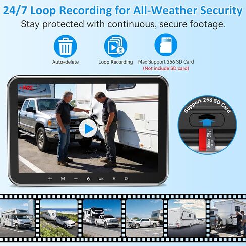 كاميرا احتياطية HD 1080P RV لاسلكية: شاشة كبيرة مقاس 8 بوصات رؤية ليلية واضحة تلقائيًا للمركبات الترفيهية والمقطورات والمعسكرات - كاميرا الرؤية الخلفية سهلة التركيب والتشغيل لمدة 20 دقيقة سلكية مسبقًا لنظام Furrion in Kuwait