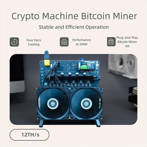 Bitcoin Miner Machine Nerdqaxe++ 15TH/s 260W مع أربعة مراوح وثمانية شرائح BM1370 ASIC التوصيل والتشغيل 2.4G WiFi وهادئ لآلة تعدين العملات المشفرة Bitcoin للمبتدئين in Saudi Arabia