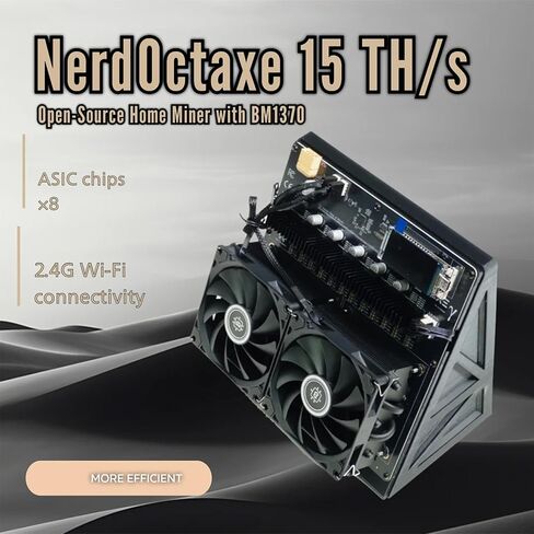 Bitcoin Miner Machine Nerdqaxe++ 15TH/s 260W مع أربعة مراوح وثمانية شرائح BM1370 ASIC التوصيل والتشغيل 2.4G WiFi وهادئ لآلة تعدين العملات المشفرة Bitcoin للمبتدئين in Saudi Arabia