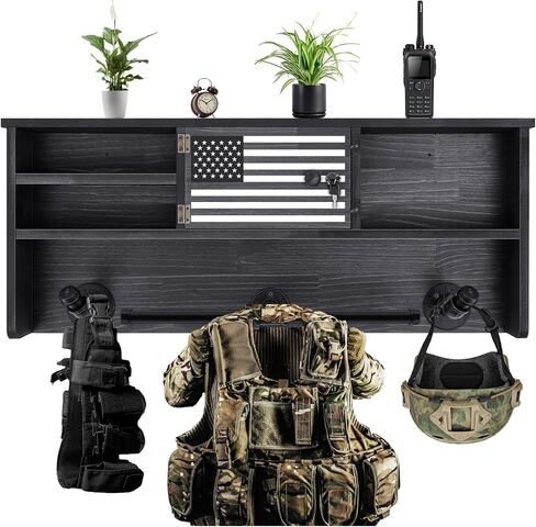 DoubleFill Police Gear Rack Police Vest Wall Mounted Hanger USA Flag Tactical Gear Stand with Gun Storage Plate Carrier Law Enforcement Organizer Accessories for Men Veteran Gift in Saudi Arabia