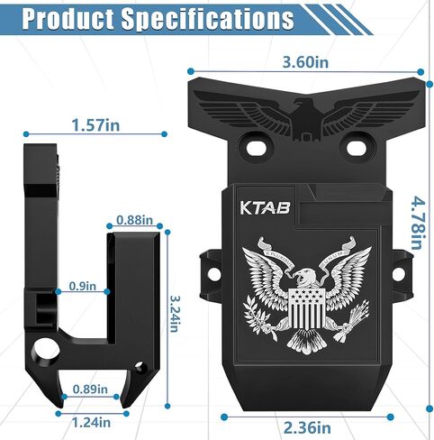 حامل حائط KTAB AR 15 لبندقية .223/5.56، حامل حائط AR عالي التحمل مع حامل مجلة، حامل حائط مسدس لتخزين وعرض البندقية أفقيًا أو رأسيًا، يحمل 350 رطلاً in Kuwait