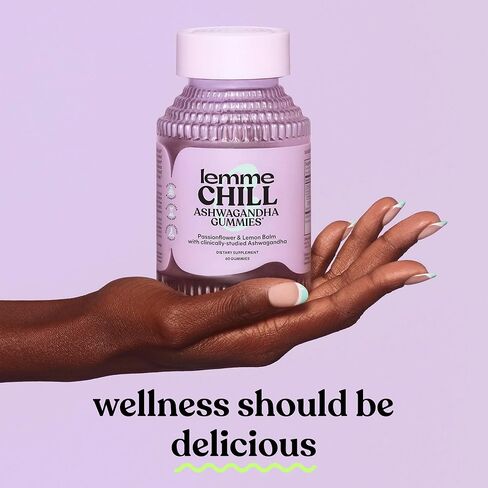Lemme Chill Stress Relief Gummies with 300mg KSM-66 Ashwagandha, Lemon Balm, Passionflower & Goji to Support Relaxation, Healthy Cortisol & Sleep - Vegan, Gluten-Free, Non-GMO, Mixed Berry (60 Count) in Saudi Arabia