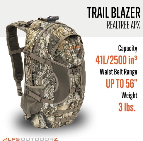 حقيبة الصيد اليومية من ALPS OutdoorZ Trail Blazer، حقيبة نهارية خفيفة الوزن مقاومة للطقس مع أشرطة مبطنة، لوحة خلفية جيدة التهوية وجيوب متعددة للمعدات للصيد والمشي لمسافات طويلة والاستخدام في الهواء الطلق in Saudi Arabia