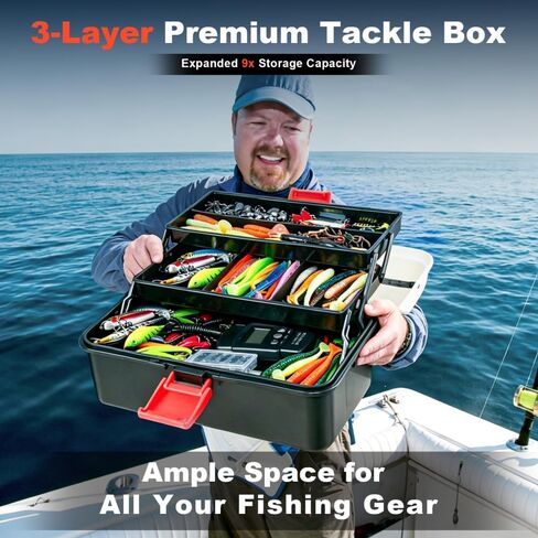CALVES 447Pcs Fishing Lures Kit, 3-Layer Tackle Box with Tackle Included - Crankbaits, Spoons, Hooks, Weights & Fishing Accessories, Fishing Bait Gear Set Gift for Men Bass Freshwater in Saudi Arabia