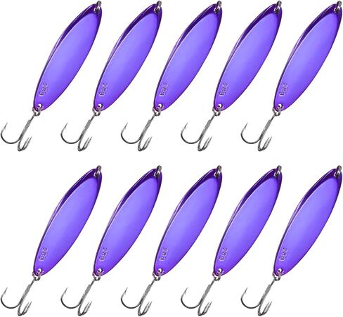 Fishing Spoons Lures, Metal Saltwater Treble Trout Lures Jigging Spoon with Treble Hooks Casting Spinner Baits in Saudi Arabia
