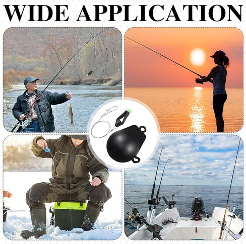 Deep Sea Fishing Tackle Kit Included 2 Pcs Downrigger Release Clips (with 45cm Steel Lines) and 1 PC 4-lb Black Coated Cast Iron Downrigger Weight Ball in Saudi Arabia