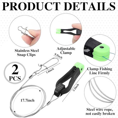 AceOrbit 2 حزمة الصيد Downrigger إطلاق كليب المفاجئة الأوزان مقاطع مع 17.7 "زعيم و 2 حزمة الصيد Downrigger الوزن Snubber للوحة المسوي البحرية الوزن طائرة ورقية التصيد in Kuwait