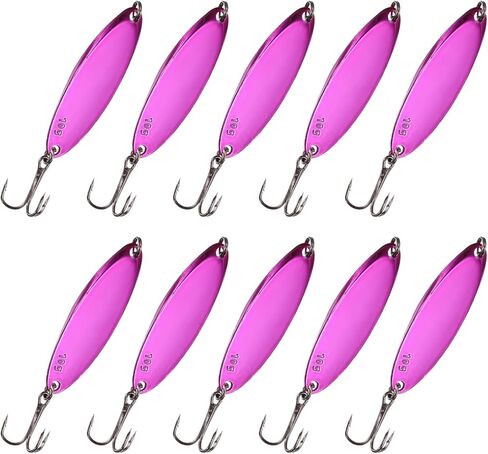 Fishing Spoons Lures, Metal Saltwater Treble Trout Lures Jigging Spoon with Treble Hooks Casting Spinner Baits in Saudi Arabia