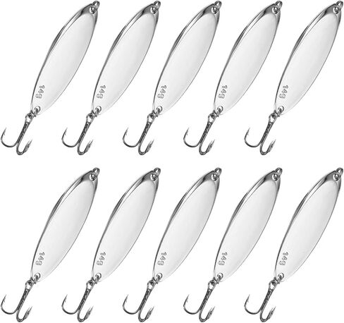 Fishing Spoons Lures, Metal Saltwater Treble Trout Lures Jigging Spoon with Treble Hooks Casting Spinner Baits in Saudi Arabia