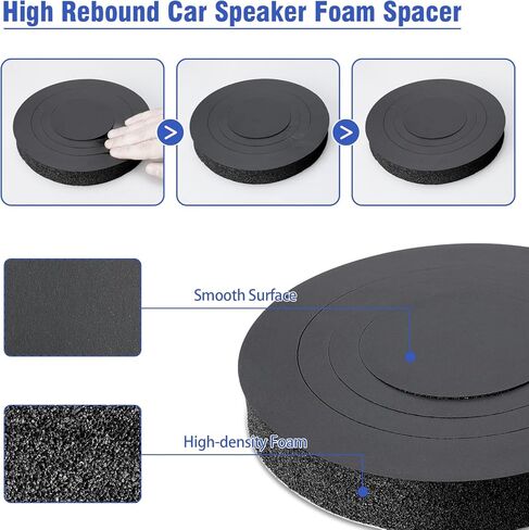 Speaker Foam Ring 6.5 Inch,Self Adhesive 3 in 1 Car Front Rear Door Speaker Foam Spacer Adapter,High Rebound Speaker Baffle Gasket Vibration Rattle Block Kit for 4" 5" 6" 6.75" Speakers in Saudi Arabia