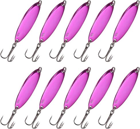 Fishing Spoons Lures, Metal Saltwater Treble Trout Lures Jigging Spoon with Treble Hooks Casting Spinner Baits in Saudi Arabia