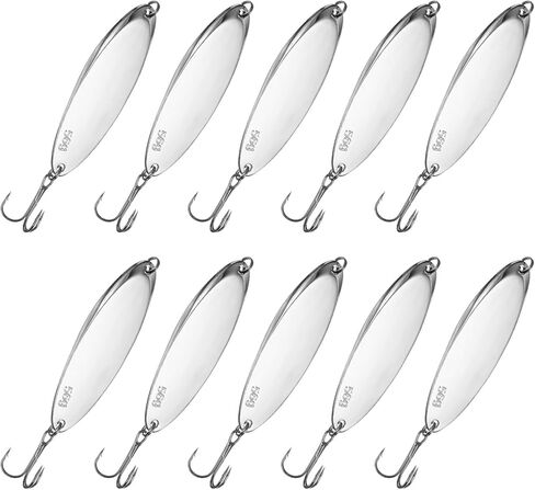 Fishing Spoons Lures, Metal Saltwater Treble Trout Lures Jigging Spoon with Treble Hooks Casting Spinner Baits in Saudi Arabia