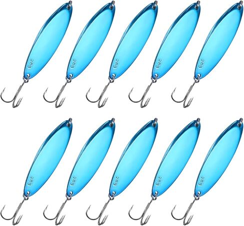 Fishing Spoons Lures, Metal Saltwater Treble Trout Lures Jigging Spoon with Treble Hooks Casting Spinner Baits in Saudi Arabia
