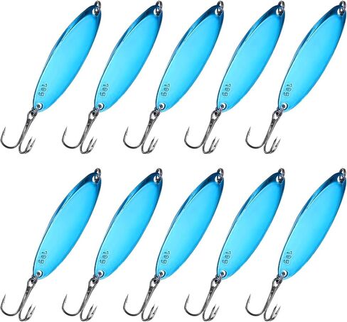 Fishing Spoons Lures, Metal Saltwater Treble Trout Lures Jigging Spoon with Treble Hooks Casting Spinner Baits in Saudi Arabia