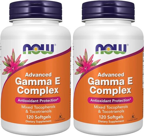 NOW Supplements, Advanced Gamma E Complex, Mixed Tocopherols & Tocotrienols, Antioxidant Protection*, 120 Softgels in Kuwait