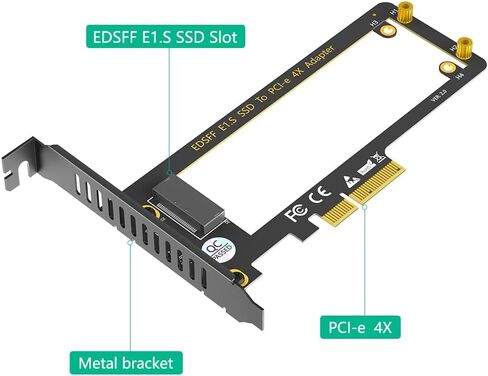 PCI-E 4.0 4X to NVMe Ruler 1U GEN-Z EDSFF 9.5mm 15mm 25mm Thickness Short SSD E1.S with Heat Sink PM9A3 PM9D3 P5801X Carrier Adapter in Saudi Arabia