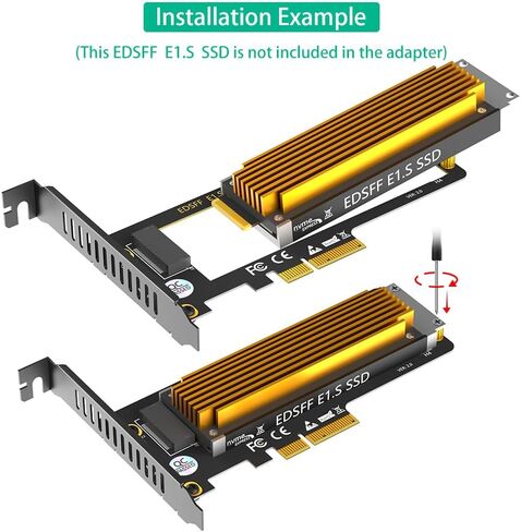 PCI-E 4.0 4X to NVMe Ruler 1U GEN-Z EDSFF 9.5mm 15mm 25mm Thickness Short SSD E1.S with Heat Sink PM9A3 PM9D3 P5801X Carrier Adapter in Saudi Arabia