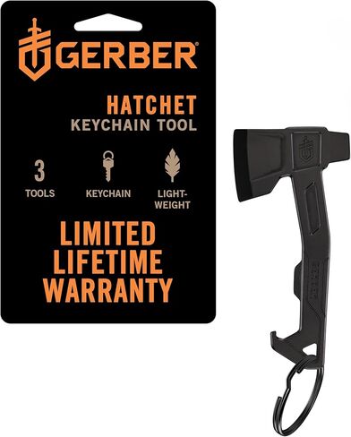 سلسلة مفاتيح Gerber Gear Hatchet 3 في 1 متعددة الأدوات، مشابك للجيب أو سلسلة مفاتيح مع فتاحة زجاجات، سائق مسطح الرأس، فتاحة العبوة، معدات EDC للحمل اليومي in Kuwait