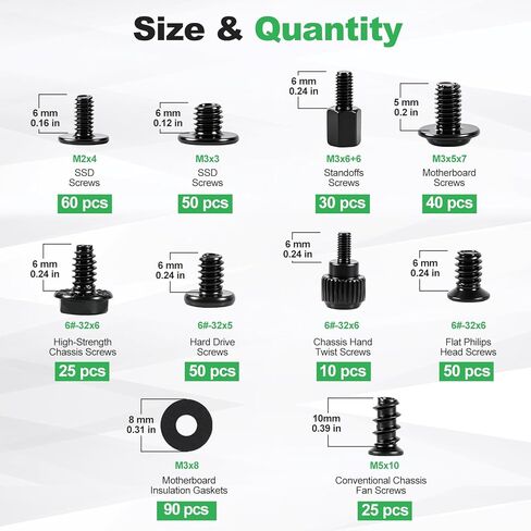 430Pcs Computer Screws Assortment Kit with Motherboard Standoffs & Screws, Computer Case Screws for SSD, Hard Drive, GPU, Fan & More PC Parts, Ideal for DIY PC Maintenance in Saudi Arabia