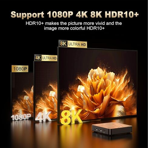 Android TV Box 14.0، Android Box RK3518pro+ 2GB RAM 32GB ROM دعم Dual-WiFi 2.4G/5.8G WiFi6 BT5.0 USB3.0 Ethernet 10/100M LAN 8K 3D HDR10 HD Video Android Box in Kuwait
