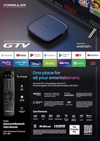 GTV 4K Media Streaming Box – Voice Remote, Dual-Band WiFi, 4K Ultra HD, Certified, Powerful Streaming Player in Saudi Arabia