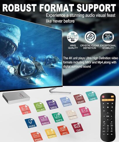 مشغل وسائط فائق الدقة 4K ومزود بمحرك أقراص ثابتة 2 في 1، لافتات رقمية، تشغيل مقاطع فيديو H.265/HEVC H.264/AVC MP4 MKV، وموسيقى MP3، وصور JPG، والتشغيل التلقائي والاستئناف، ويدعم محركات الأقراص الثابتة، وUSB/MicroSD، و4k HDMI، وAV التناظري. in Kuwait