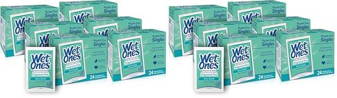 Wet Ones Hand and Face Wipes Singles, Unscented Wipes for Sensitive Skin | Individual Wipes, Hand Wipes Individually Wrapped | 24 ct. (6 pack) in Kuwait