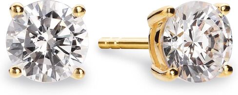 Princess Collection - "Sparkling Heart" - 6x6 mm Heart (2.89 Carat/Pair) Cubic Zirconia 22K Gold-Plated Stud Earrings For Sensitive Ears in Kuwait