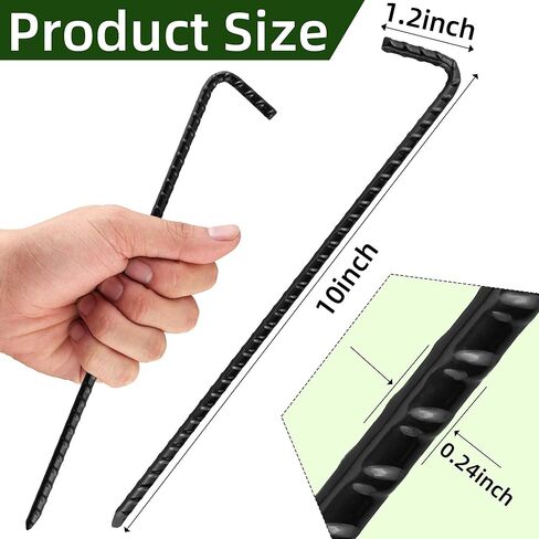 10 Inch Heavy Duty Rebar Tent Stakes 10 Pack Camping Tent Spikes for Outdoor Decorations, Gardening & Canopies in Saudi Arabia