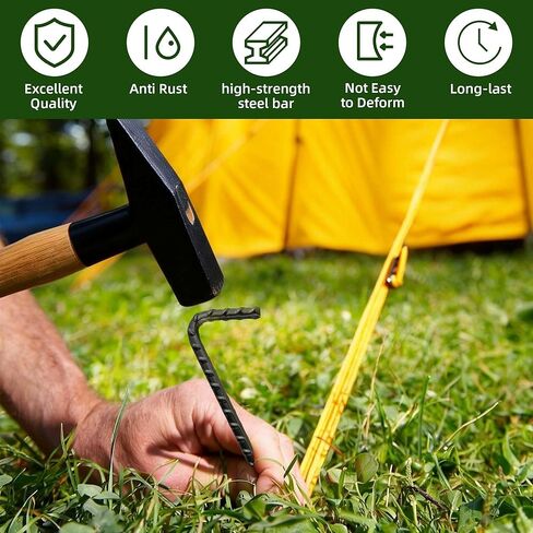 10 Inch Heavy Duty Rebar Tent Stakes 10 Pack Camping Tent Spikes for Outdoor Decorations, Gardening & Canopies in Saudi Arabia