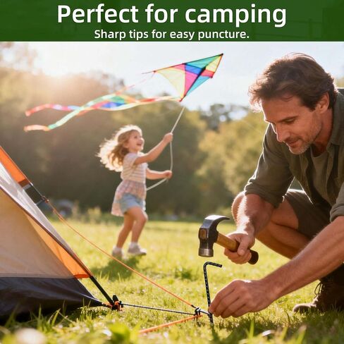 10 Inch Heavy Duty Rebar Tent Stakes 10 Pack Camping Tent Spikes for Outdoor Decorations, Gardening & Canopies in Saudi Arabia