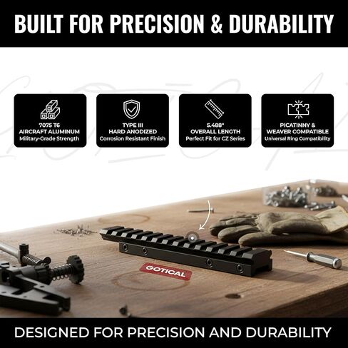 Gotical 13-Slot 5.5 Inch Overall Len 11 mm Dovetail to Picatinny Scope Rail Base Mount Compatible for Right-Hand HD CZ 452, 453, 455, 511, 512 for 11mm Picatinny Rail Mount 0 MOA in Saudi Arabia